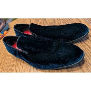 Studio Belvedere Paolo velvet navy blue slip on loafers dress shoes‎ Size 13 D